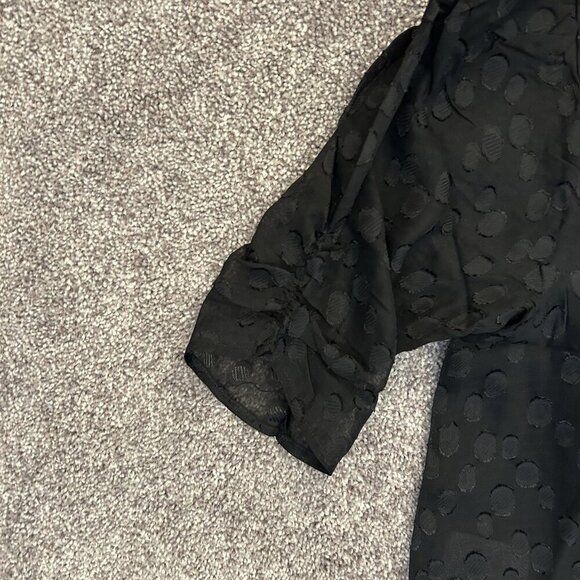 Express Women’s Polka Dot One Shoulder Banded Bottom Top Black Size XS NWT $68 - Picture 11 of 16